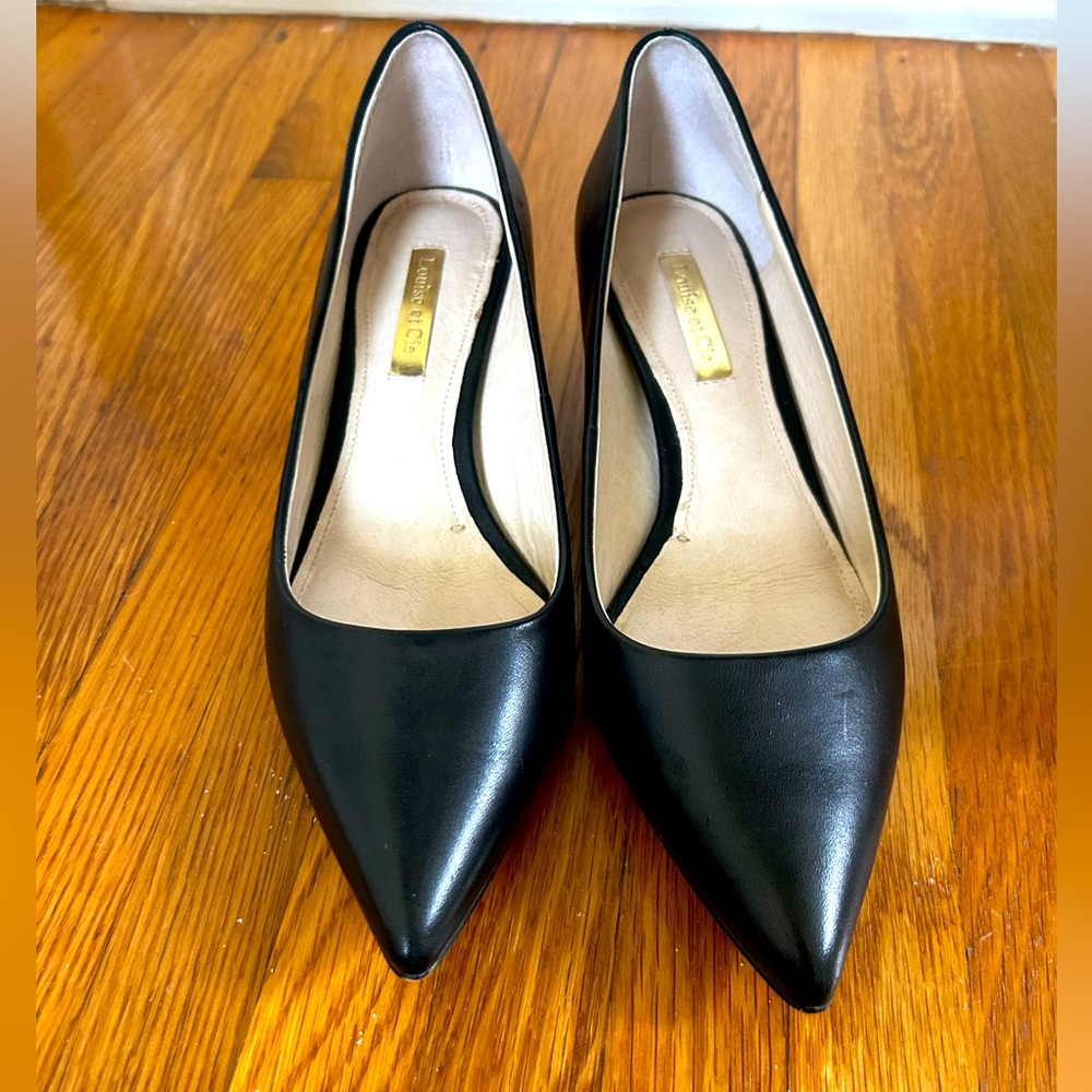 Louise et Cie black kitten heel pumps, size 6